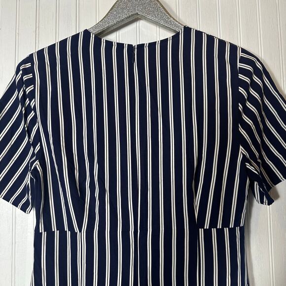 Boden Striped Asymmetric Midi Dress Navy Blue NEW - Picture 4 of 9
